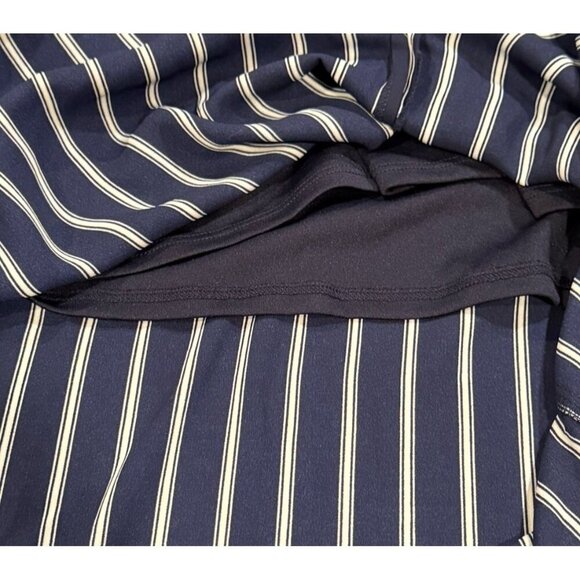 Monteau Navy Blue V-neck Striped Front Slit Sleeveless Womens Size XL Maxi Dress - Picture 7 of 10